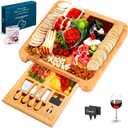 Easoger Cheese Board, Large Charcuterie Board Set, Bamboo Serving Platter, 4 Serving Knives and Utensils - House Warming Gifts, Wedding Gifts for Couples, Birthday Gift for Women or Men