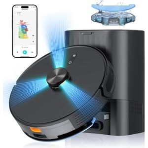3-in-1 Robot Vacuum and Mop Combo, Self Emptying Station for 60 Days, Robotic Vacuum Cleaner with LiDAR Navigation & Max Strong 5000Pa Suction, 2.4G WiFi/Alexa/App Control, Self-Charging Base