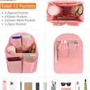 Surblue Backpack Organizer Insert Liner Hanging Travel Rucksack Purse and Handbag Insert Pocket, High-capacity Divider Foldable Nylon Shoulder Bag Organizer for Men and Women, (Purepink, M)