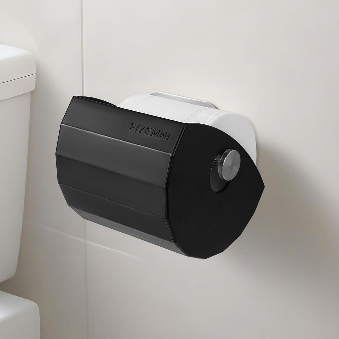 Toilet Paper Protector Cover, Cat & Dog Proof, Pet-Proof TP Guard Armor, Prevents Pulling & Chewing, Fits Most TP Roll Holders, Bathroom Accessory (Black)