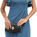 IHOT Women's V Neck Ruffle Sleeve Bodycon Sheath Wrap Ruched Casual Cocktail Party Work Dresses, M