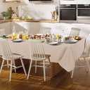 Fitable Faux Linen Tablecloth Rectangle 60 x 120 Inch - Rustic Fabric Table Cloth for 8 Foot Tables, Beige Faux Burlap Table Cover for Kitchen Dining, Party, Farmhouse