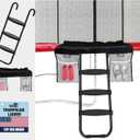 Eurmax USA Universal Trampoline Ladder,240 lbs Capacity,3 Wide Skid-Proof Steps&Shoe Storage Pocket,UV-Resistant Steel Stairs for Kids,Heavy Duty Universal Hook Fit,Trampoline Accessories for Children
