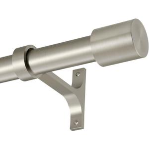 Heavy Duty Curtain Rods Extra Long 144 to 240 Inch, Single Drapery Rods with Cap Finials, 1-Inch Window Treatment Curtain Rod Telescoping, Brushed Nickel