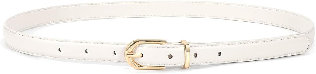 JASGOOD Womens Skinny Leather Belt Ladies Thin Faux Leather Belt with Gold/Silver Buckle for Jeans Dress Pants (Fit waist size 38-42 inch)