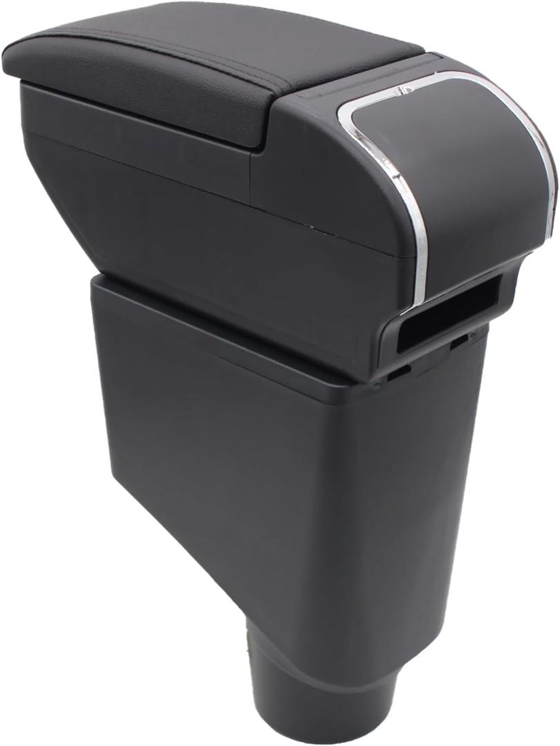 YJYWZH Armrest Box for Toyota Yaris Hybrid 2015-2021 Center Storage Box Hand Centre Consoles with Cup Holder Arm Rest Double-Layer Accessories Black (Black with Black Thread)