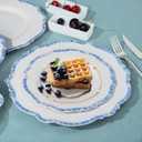 Fanquare Blue Dinner Set, 11-Inch Scalloped Porcelain Plates, Microwave Safe, Service for 4