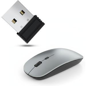 Slim Silent Wireless Mouse, Rechargeable Ultra-Thin Ergonomic Design, 2.4G Portable Computer Mouse for Office, Home, Notebook, MacBook, Windows Jiggler, (BLACK 1)