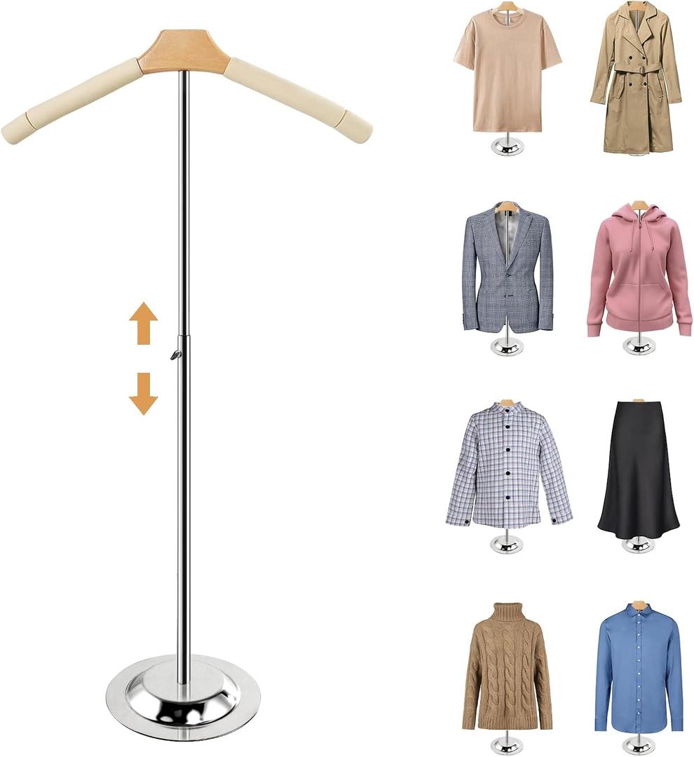 20-35 Inch Height Adjustable Shirt Display Stand, T Shirt Display Stand for Vendors, Shirts Rack for Clothing Dress Garment Coat Retail (White, 1 Pcs)