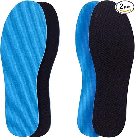 Amitataha 2 Pairs Breathable Insoles, Super-Soft, Sweat-Absorbent, Double-Colored and Double-Layered Shoe Inserts of Foam That Fit in Any Shoes (Blue/Black, 12.5-14.5 Women/9.5-13.5 Men)