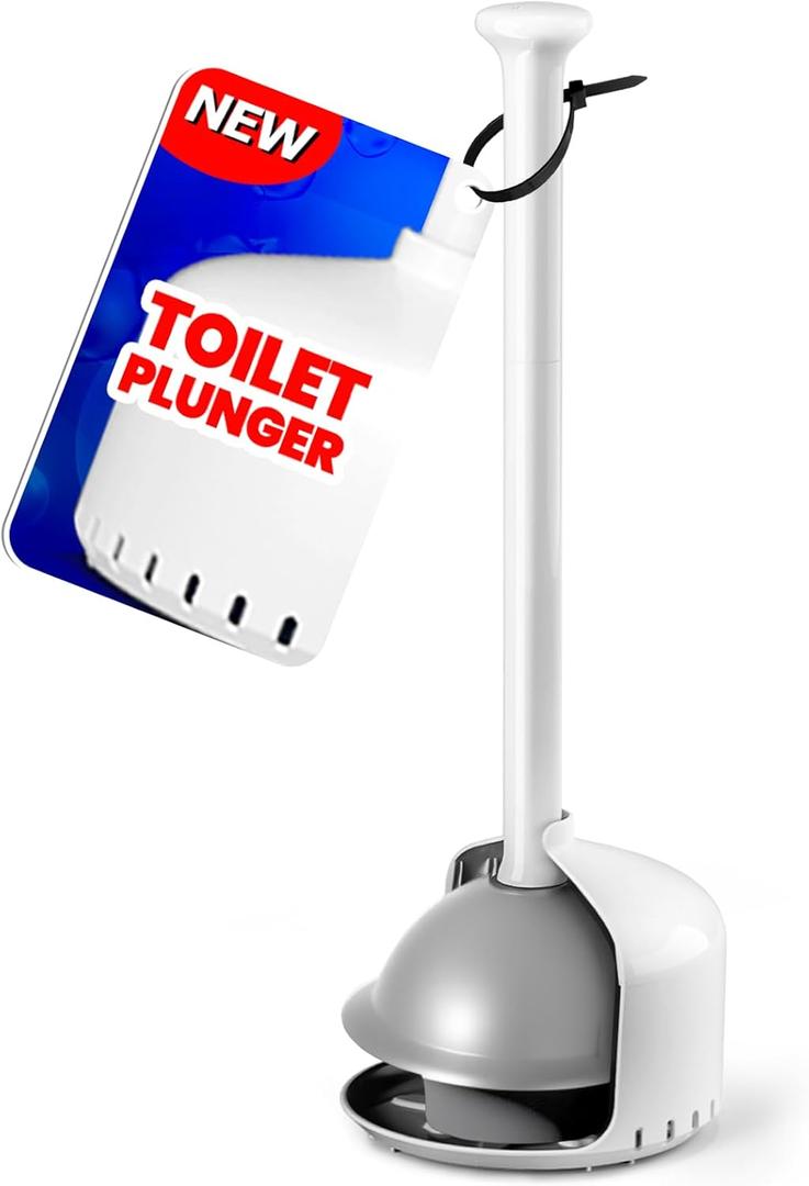 Toilet Plunger with Holder,Plungers for Bathroom with Holder,Heavy Duty Plunger with Cover,Bathroom DecorBathroom AccessoriesToilet Bowl Cleaners,Pearl White (1Pack)