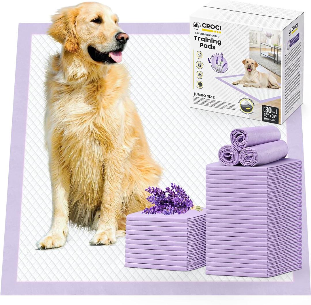 CROCI Dog Pads Lavender Scented 36x36in XXL Pee Pads with Odor Eliminating, Potty Pads Thicken Super Absorbent Up to 11 Cups Puppy Pads, Disposable (30 Counts)