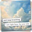 Sympathy or Get Well Soon Card for Loved One - Just Keep Breathing, I Am Right Here - Heartfelt, Heart, Love - Support, Grief - Thinking Of You For Special Someone, Friend, Relative, Other, 135 x 135 mm