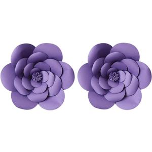 2pcs 16inch Purple Paper Flower Backdrop Decoration Party Paper Flower Wedding Rose Flower Wall Backdrop DIY Paper Handmade Craft for Nursey,Baby Shower,Birthday,Home Decor (16inch, Purple)