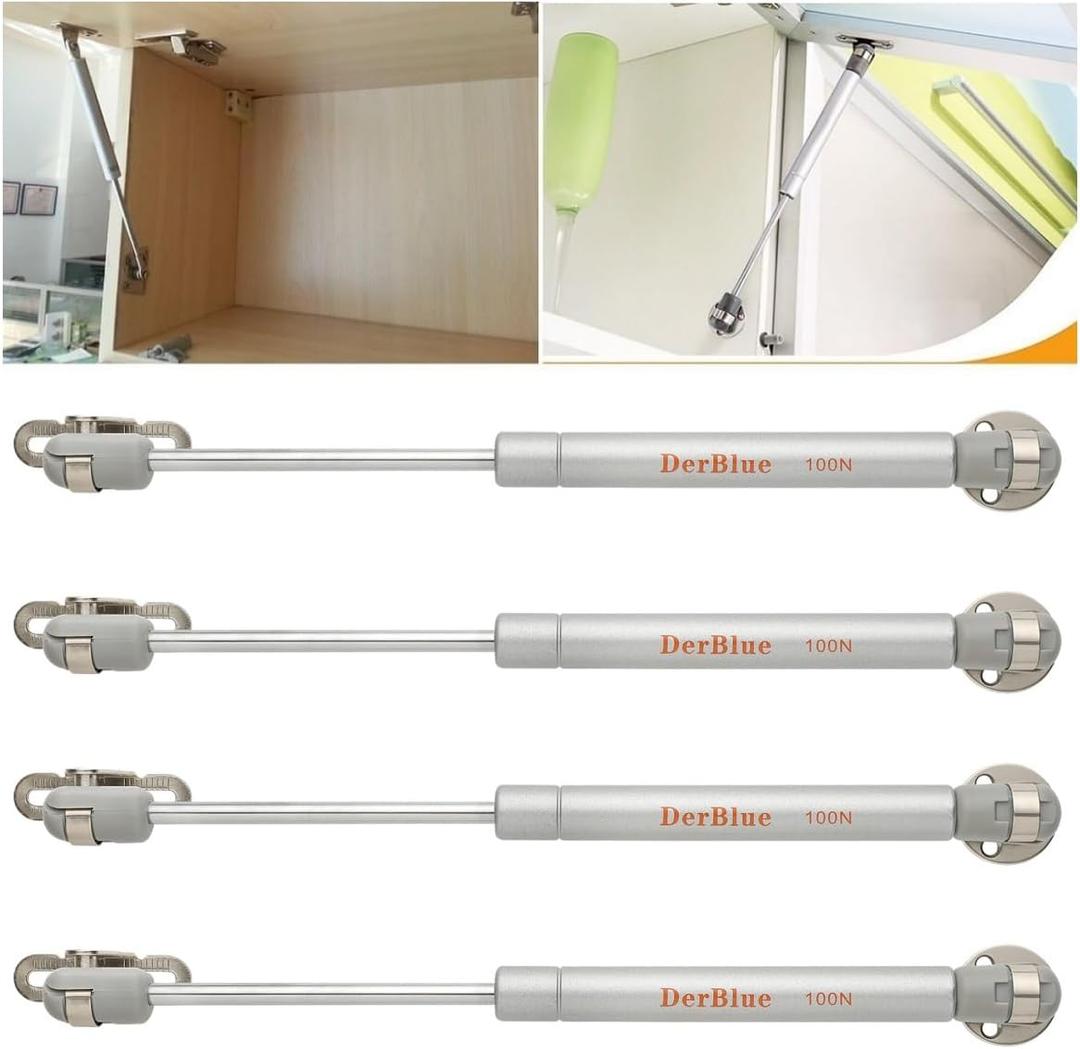 DerBlue 4-Pack 6inch 100N/25lb Gas Struts for Cabinets - Professional Cabinet Shocks and Gas Struts (Silver)