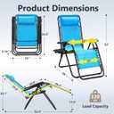 Zero Gravity Chairs Set of 2, Adjustable Lounge Chair Outdoor Recliner, Folding Reclining Lawn Chair, Anti Gravity Chair with Pillow & Cup Holder for Pool Camping Sunbathing Beach Patio (Sky Blue), 2pcs