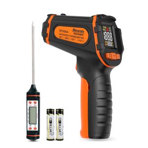 Mecurate Digital Infrared Thermometer Gun Non Contact Laser Temperature Gun -581112(-50600) Adjustable Emissivity & Max Measure for Cooking/BBQ/Freezer with Food Thermometer