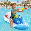 Pool Floats Toys Jet Ski Shaped Toddler Pool Floats with Water Gun&Bubble Gun Inflatable Boat for Kids Ages 6-12 Water Toys Use for Pool Beach Lake Boys Girls Inflatable Pool Float Toys