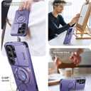 JAME for Samsung Galaxy S26 Ultra Case, Ring Holder Stand Kickstand, Slide Camera Cover with Screen Protector, Dual-Layer Shockproof Protective Magnetic Accessory Friendly S26 Ultra Phone Case, Purple