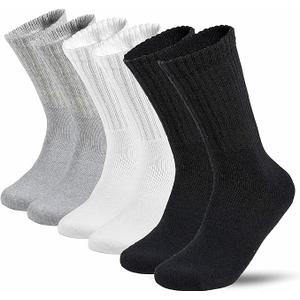 Lot 3-12 Pairs Mens Solid Sports Athletic Work Plain Crew Socks Size 10-13 (12 Pack)