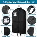 XANGNIER Hockey Jersey Garment Bag with Helmet Bag, Youth Hockey Accessory Gear Goalie Bags Organizer, Heavy Duty Equipment Bags for Storing Jerseys, Shoulder Pads, Elbow Pads, and Gloves, Black