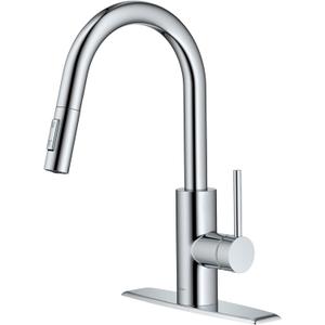 KRAUS Oletto Single Handle Pull Down Kitchen Faucet with QuickDock Top Mount Installation Assembly in Chrome, KPF-2620CH