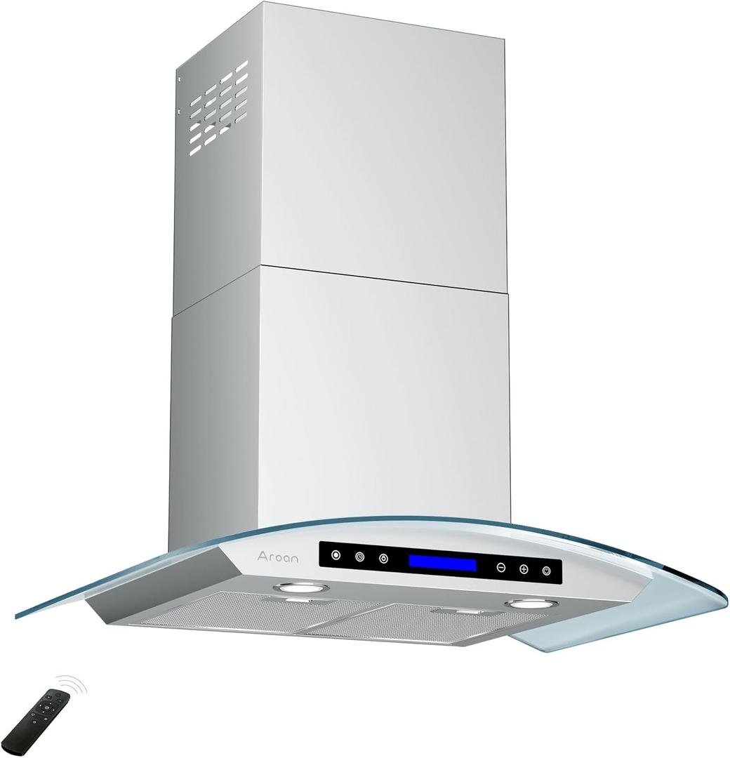 AROAN 30 inch Wall Mount Glass Range Hood, Stainless Steel Kitchen Chimney Vent Hood with 780 CFM & Four-Speed Touch Panel, 2pcs Adjustable LED, Tempered Glass Visor (PA03-30)