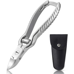 BEZOX Heavy Duty Podiatrist Toenail Clippers for Thick and Ingrown Nails, Stainless Steel Toe Nail Clipper, Pordiatry Ingrwon Toenail Tools - Silver