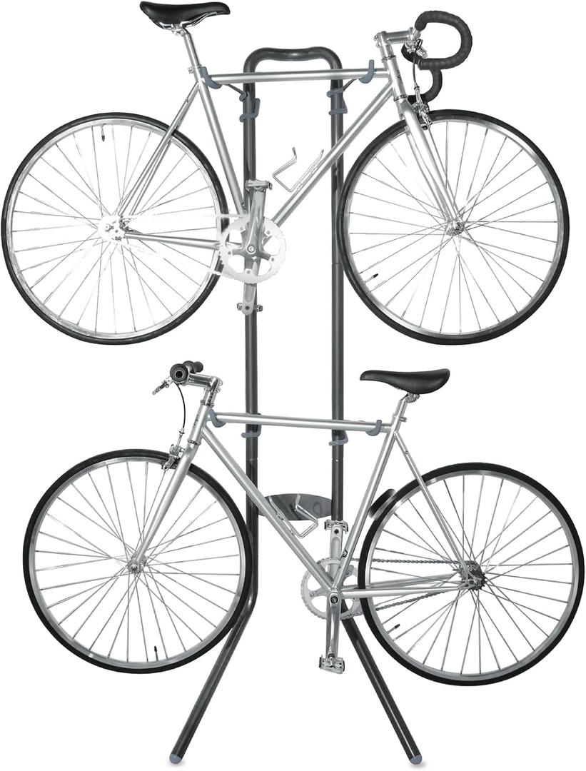 Rugged 2 Bike Rack for Garage & Home by Delta Cycle – No Drilling Required – Fully Adjustable Gravity Storage Rack for Any Style Bicycle – Leaning Wall Rack Holds Up to 100 lbs