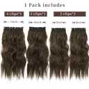 Double Weft Synthetic Hair Extension 4PCS Thick Hairpieces Clip in Long Wavy Hair Extensions Chestnut Brown 20 Inch (4pcs, 20Inch, 8/10#)