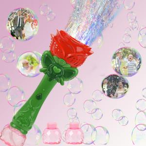 Bubble Wand Wedding Electric Bubble Maker Machine,Blingbrione 10 Holes Auto Bubble Blower Flower Rose Light-up Handheld for 3-16 Kids Girls Adults.Bubble for Party Outdoor, 2 Bubble Solution.