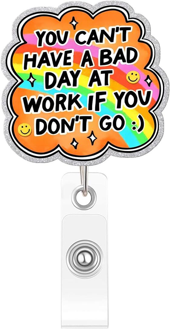 3 x Funny Nurse Badge Reel Cute Medical Nursing Badge Reel Retractable,You Can't Have a Bad Day at Work if You Don't Go Id Card Holder with Alligator Clip for Healthcare Doctor Teacher Gifts