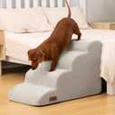 Aodisman Dog Stairs Ramp for Bed and Couch,4 Step Dog Steps for Small Dogs,Pet Stairs with Non-Slip Bottom for Old Cats,Indoor Pet Steps,Comfort,Durable,17.4" H,Light Grey