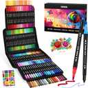 120 Colors Dual Tip Art Markers Pen for Adult Coloring Books No Bleeding, Artists Fine & Brush Tip Drawing Markers Pens for School, Journaling Painting Calligraphy Lettering Supplies for Adults Kids