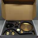 Brushed-Gold Antique Shower System with Jets: 9 inch Rain Faucet Sets Complete Wall Rainfall Head and Handheld Spray Fixtures Combo, 3 Way Diverter Brass Rough in Valve Trim Kit