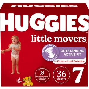 Huggies Size 7 Diapers, Little Movers Baby Diapers, Size 7 (41+ lbs), 36 Count