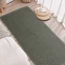 2 x Boho Bath Mat, Super Absorbent Non Slip Waffle Bathroom Rug, Washable, Ultra Soft Rubber Backed, 18x30in, Light Grey