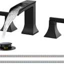 FORIOUS Bathroom Faucet 3 Hole Widespread 8" Sink Faucets Matte Black