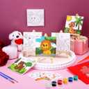 2 x Fovths 6 Sets Valentine's Day Canvas for Painting Pre-Drawn Canvas Panel with Wooden Easel Painting Tools Cards Tote Bags Mini Paint Set Valentine School Class Gift Exchanges