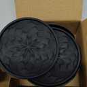 ME.FAN Silicone Coasters with Holder,[6 Pack] Drinking Coasters - Cup Mat for Hot or Cold Drinks, Thickened, Non-Slip, Non-Stick,Deep Tray Black