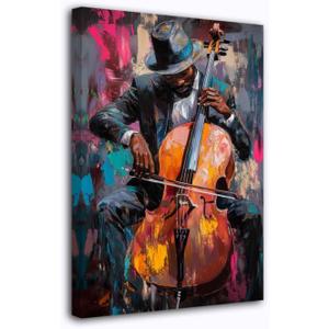 CXHOSTENT Black Jazz Canvas Wall Art Abstract Black Music Painting Prints African American Picture Musical Instruments Artwork for Men Room Decor Framed (Black, 16.00" x 24.00")