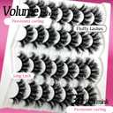 etokdos Mink Lashes Fluffy 20mm Long Dramatic Lashes Pack 25mm Big Lash Strips Volume Faux Mink Thick Eyelashes D Curl False Eyelashes Bulk