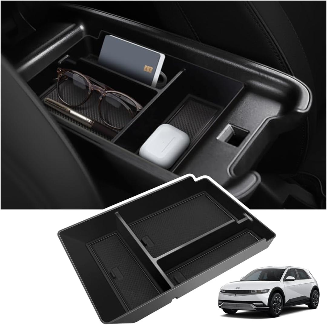 2025 Upgrade Center Console Organizer for Hyundai Ioniq 5 2022-2025 Ioniq 5 Storage Accessories with Non-Slip Liner Hyundai Ioniq 5 Center Console Organizer |Easy to Install||Keep Things Organized|