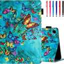 MonsDirect Case for Samsung Galaxy Tab A9+ 11 Inch 2023 (SM-X210/X216/X218), TPU+PU Protective Cover with Stand, Auto Wake/Sleep & Pen Holder Cover for Galaxy Tab A9 Plus Tablet, Green Butterflies