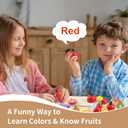 WHOHOLL 43 Pcs Wooden Play Food for Kids Play Kitchen Accessories Playset with Basket, Pretend Cutting Food Toys for 3 4 5 6 Year Old, Vegetables Fruits Toys Christmas Birthday Gifts for Girls Boys