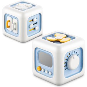 Busy Cube Toy for 1 Year Old, Montessori for 1+ Year Old, Travel Toys for Toddlers 1-3, Learning Fine Motor Skills| Birthday Gifts for 12 Months Stocking Stuffers (Blue)