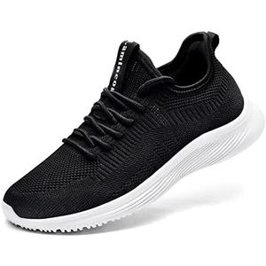 Lamincoa Womens Walking Shoes Slip On Lightweight Memory Foam Cheer Sneakers for Tennis Gym Running Workout Yoga, Black White, 7