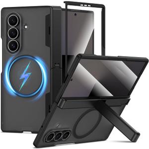 VEGO for Z-Fold-7-Case: Galaxy Z Fold 7 Case with Kickstand & Screen Protector[Compatible with MagSafe] Full-Body Hinge Protection Shockproof Rugged Phone Case for Samsung Galaxy Fold 7 5G 2025-Black