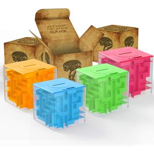 ThinkMax Money Maze Puzzle Box for Kids and Adults, Perfect Money Holder Maze Puzzle Gift Box (4 Pack)