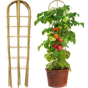 3 Pack 4 Feet U-Shape Bamboo Trellis, Natural Garden Bamboo Trellis for Climbing Plants, Vegetables, Cucumber, Tomato, Outdoor and Indoor Potted Plants